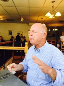 Reitzel's first taste of the chowder. This is his delighted face. Ummmm-good.