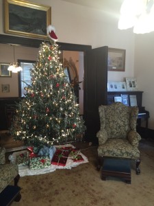 Christmas tree in one of the family parlors.