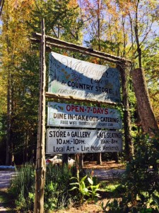 Sign at the main road leading to the Wildflower Cafe.