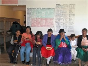 Lunchtime at the Good Friday event in Cachigalguay.  We all sat shoulder-to-shoulder and enjoyed the lunch prepared by the ladies but served by the deacons.